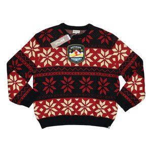 Agtawh St Moritz Skiing Nordic Style Crew Neck Pullover Men's Sweater NWT Red